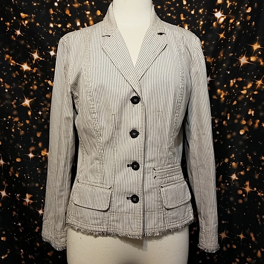 Nie & Zoe Stripe Womens Size 12 Blazer